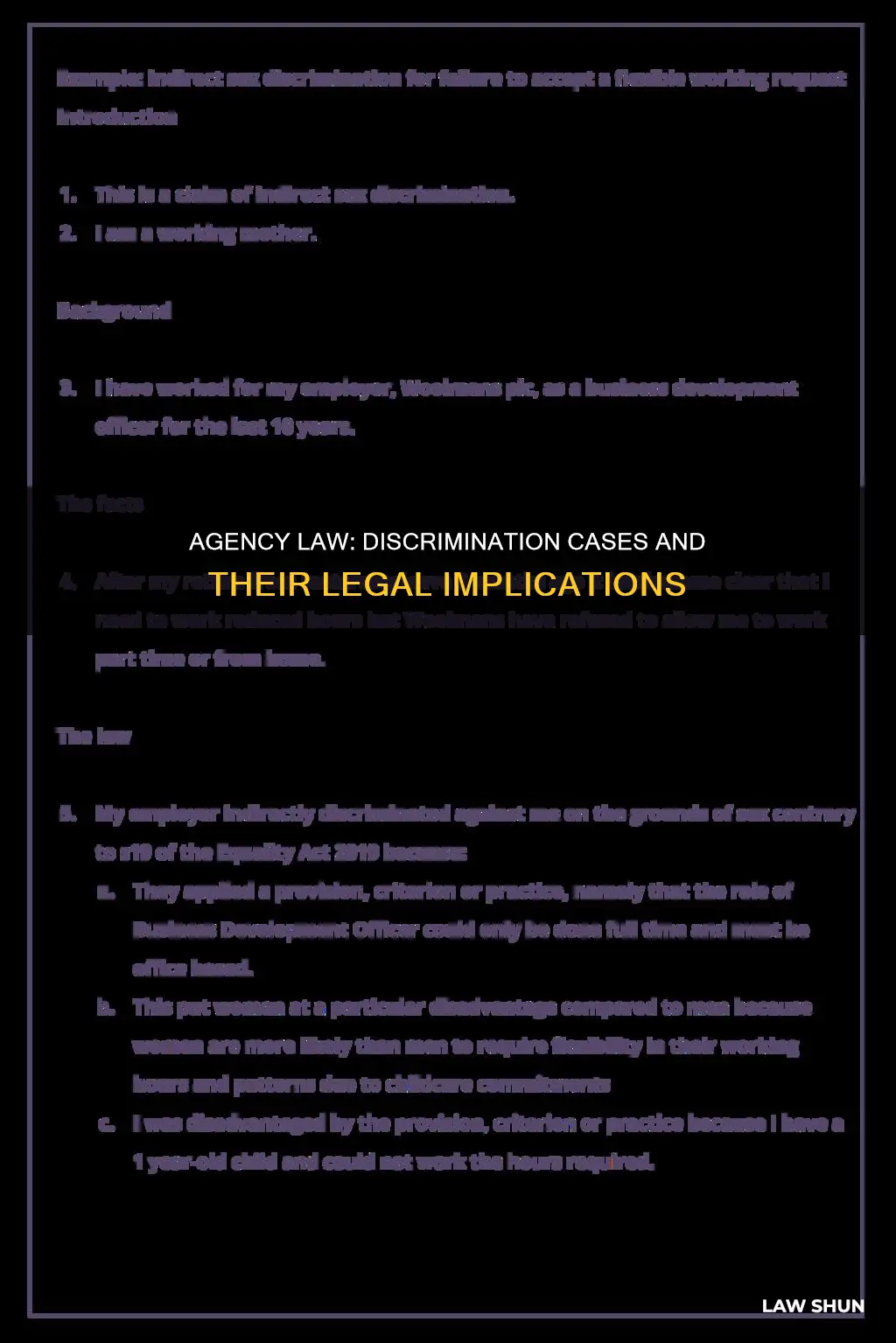 how is the law of agency applied in discrimination cases