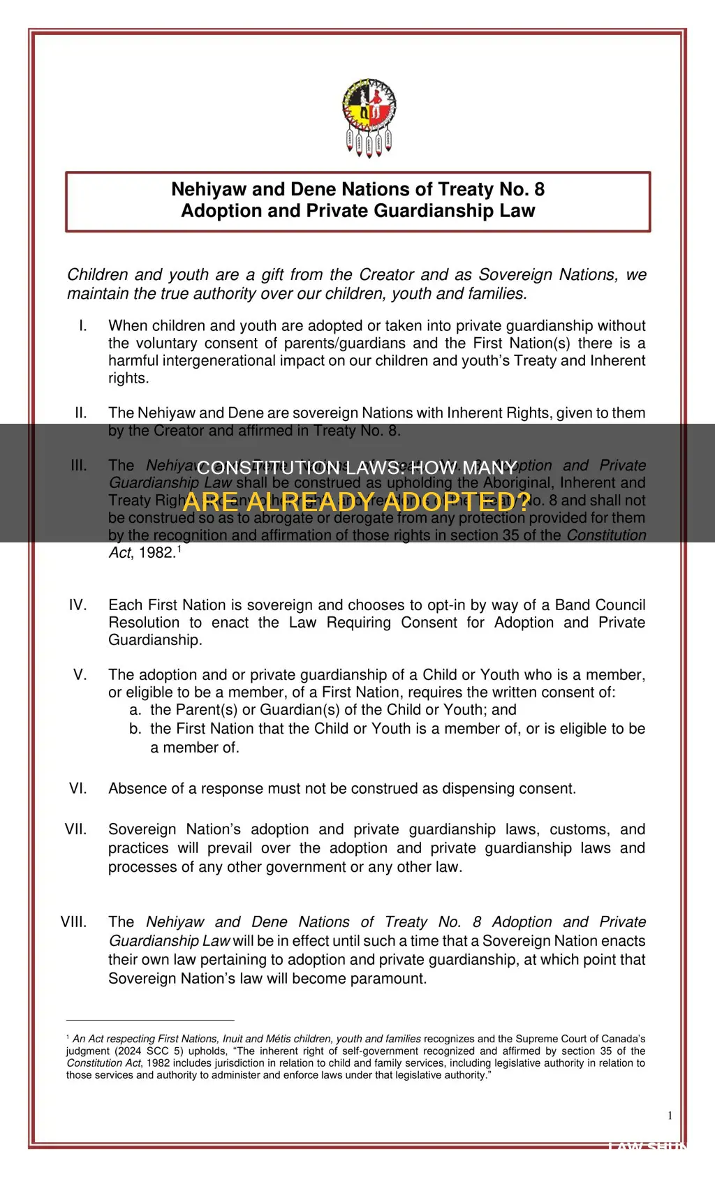how many laws in the constitution have been adopted already