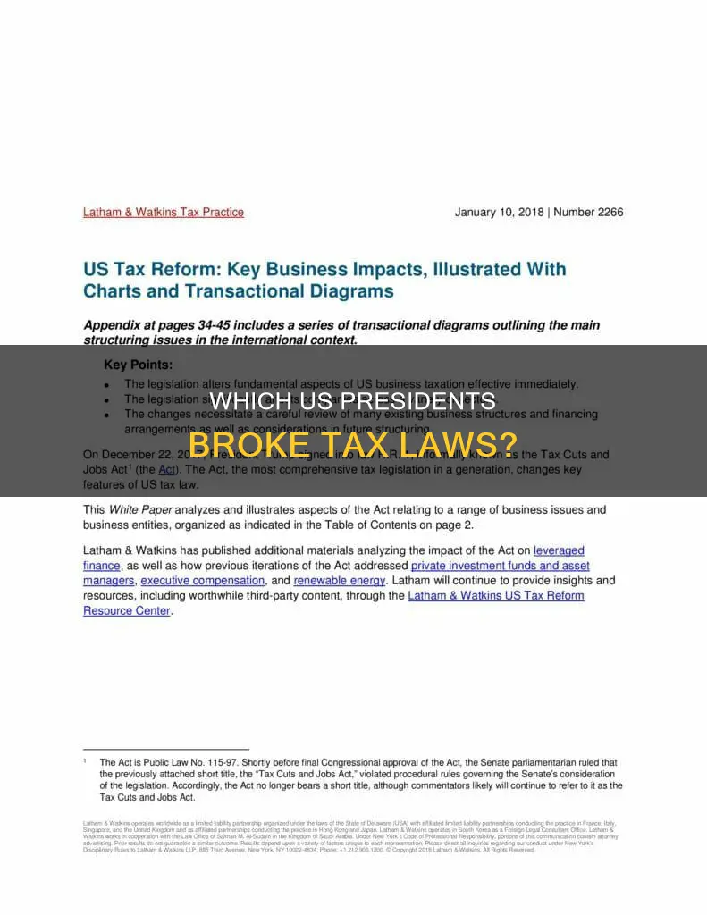 how many presdients violated tax laws