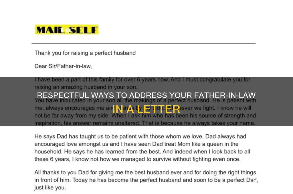 how to address father in law in letter
