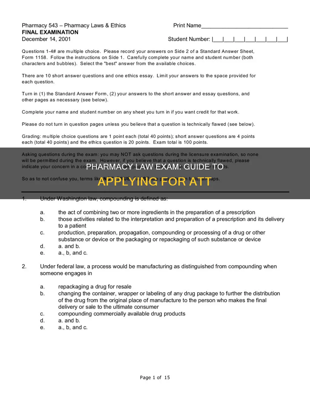 how to apply for att for pharmacy law exam