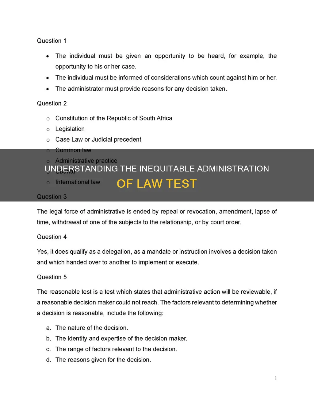 how to apply the inequitable administration of the law test