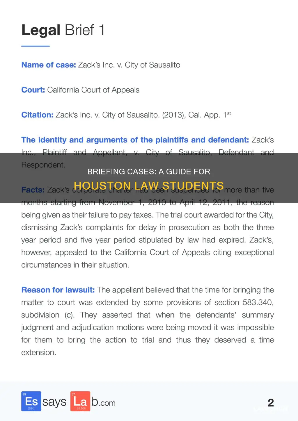 how to brief a case houston law center