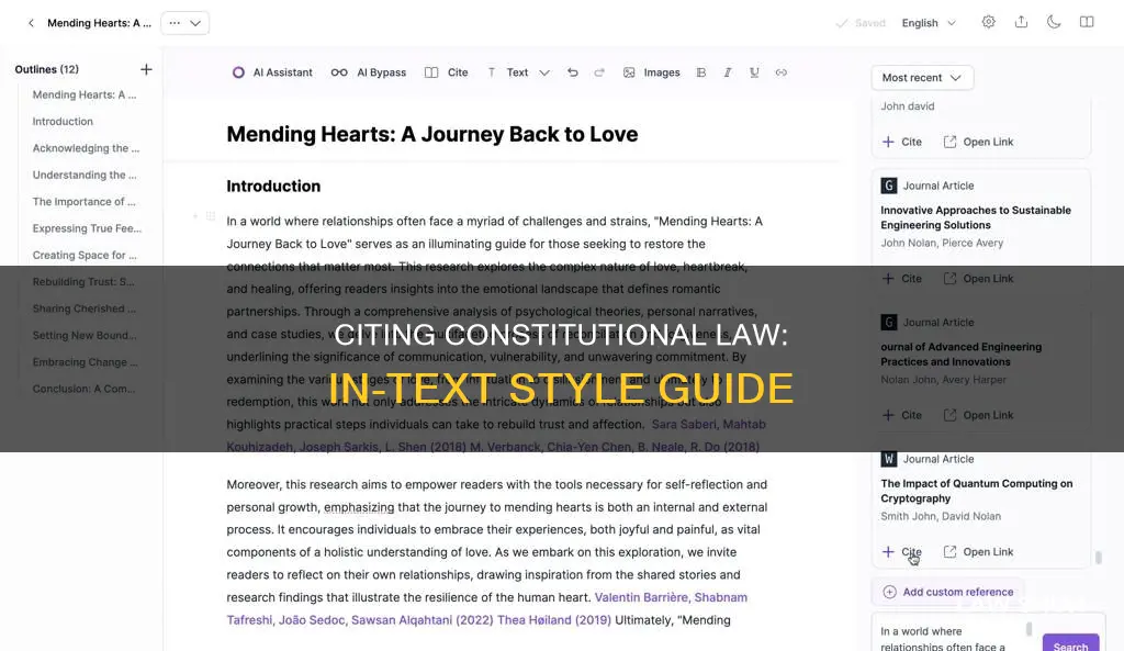 how to cite a constitution law in text
