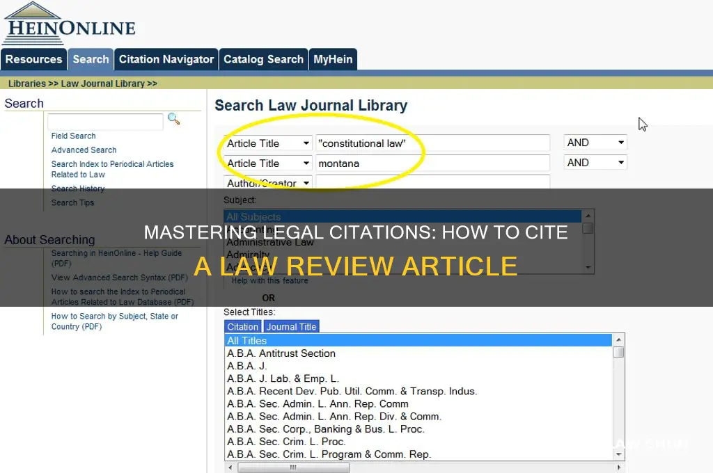 how to cite a law review article