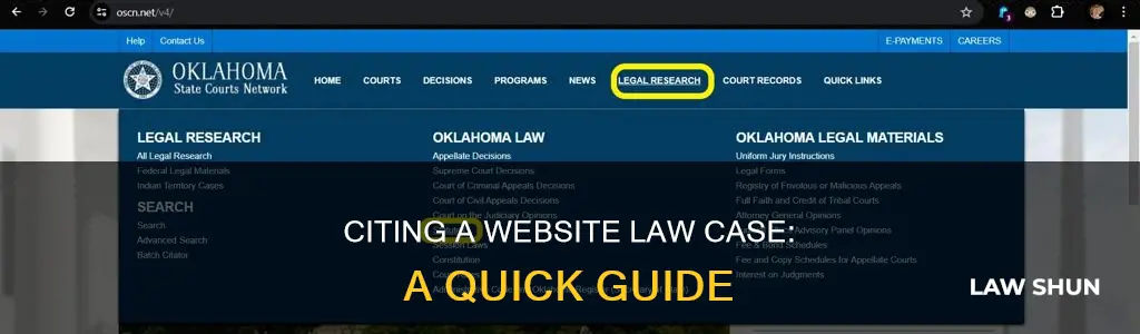 how to cite a website law case