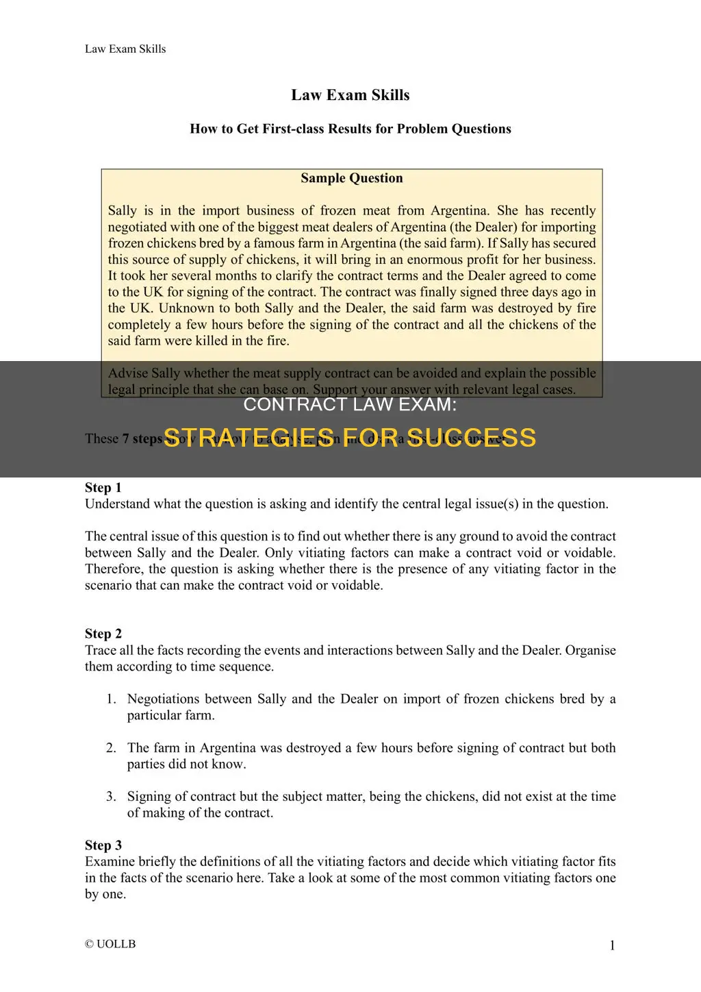 how to do well in contract law exam