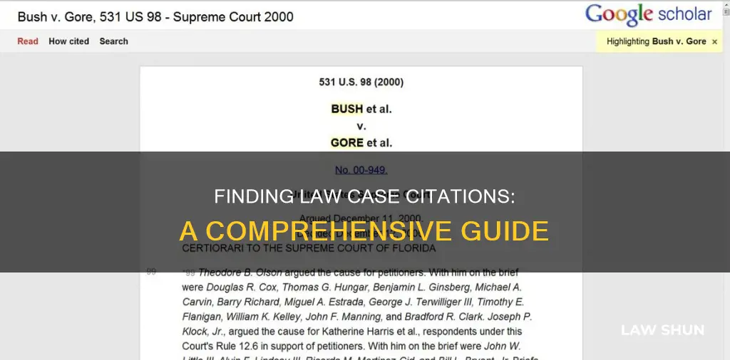 how to find citations for law cases