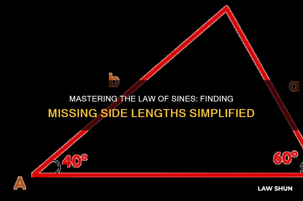 how to fins missing side length in laws of sines