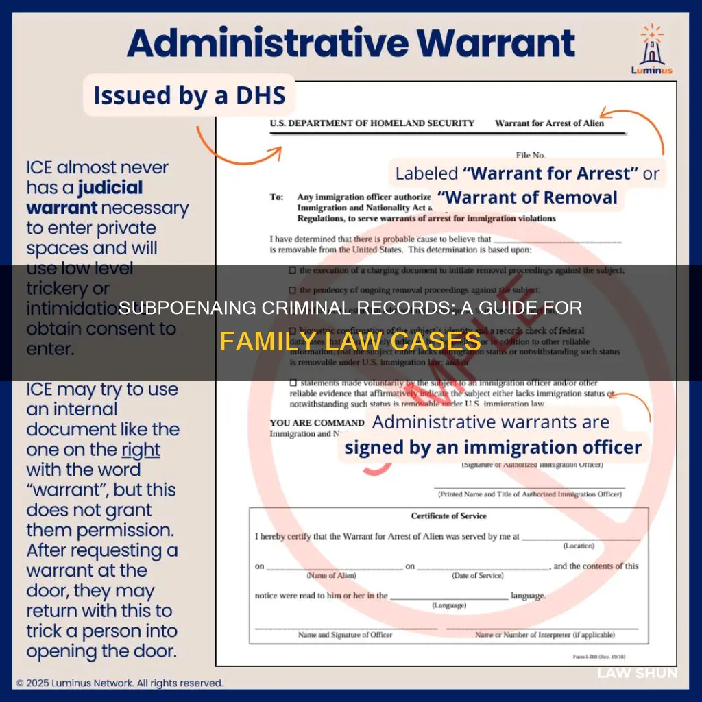 how to subpoena criminal records for a family law case