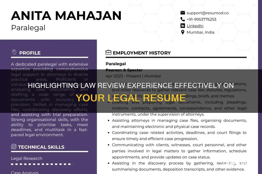 how to talk about law review on your resume