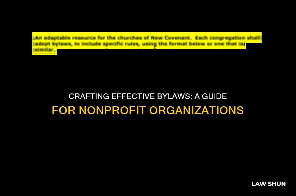 how to write by laws for non profit org