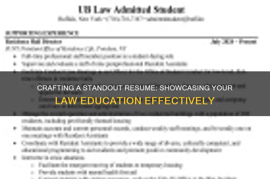 how to write down your law education in resume