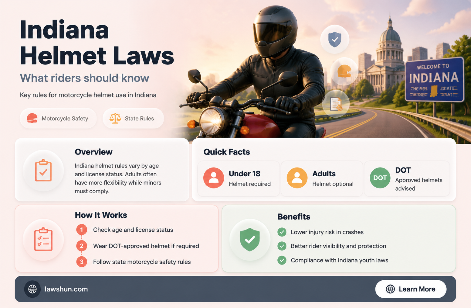 are there helmet laws in indiana