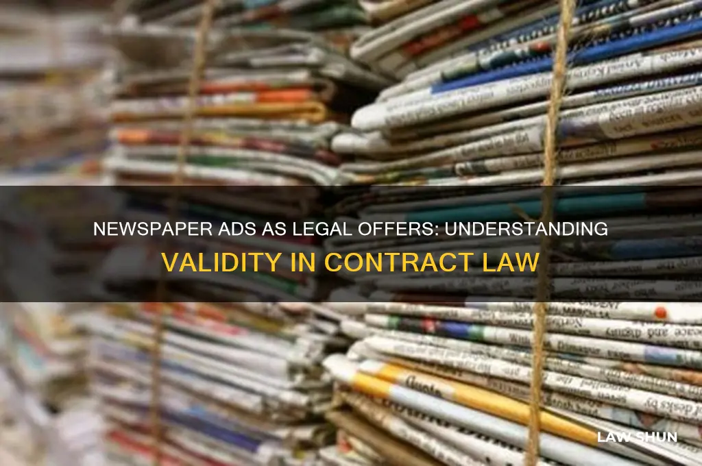 is advertisement on news paper is a valid offer law