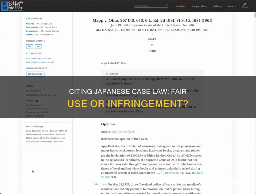 is citing to japanese case law a copyright infringement