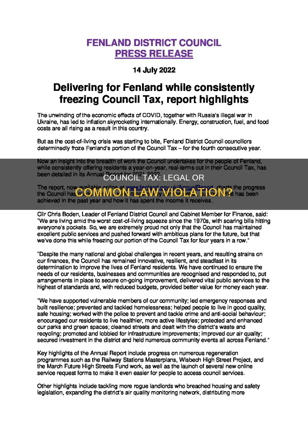 is council tax illegal under common law