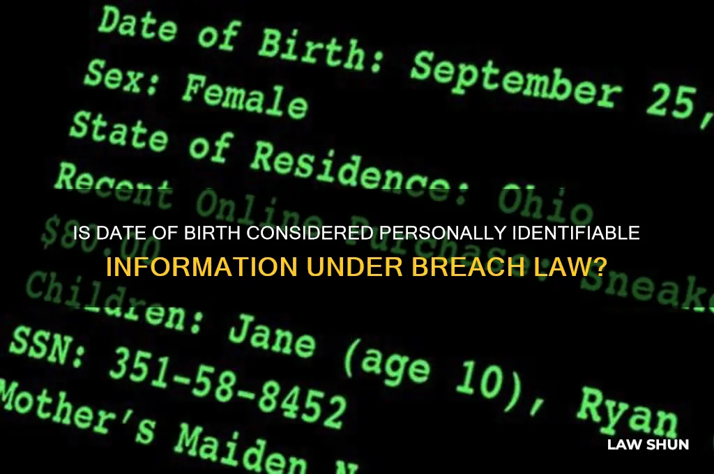 is date of birth personally identifiable information under breach law
