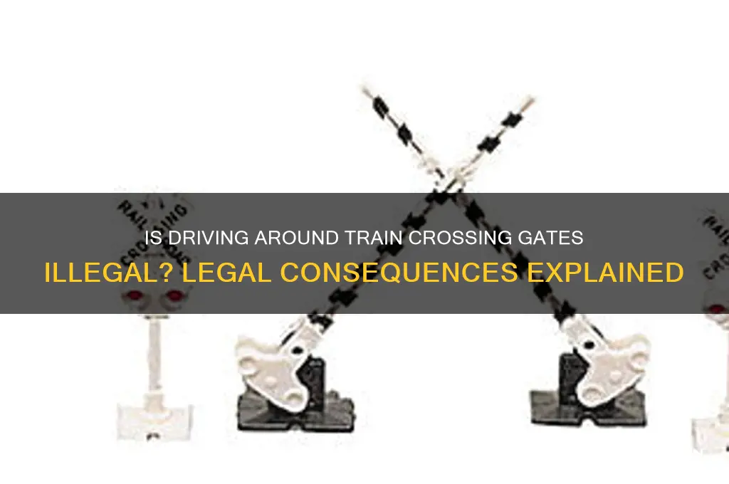 is driving around a train crossing gate against the law