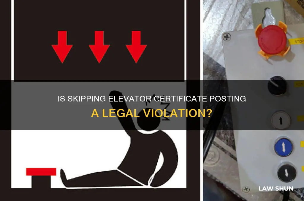 is it against the law not to post elevator certificate