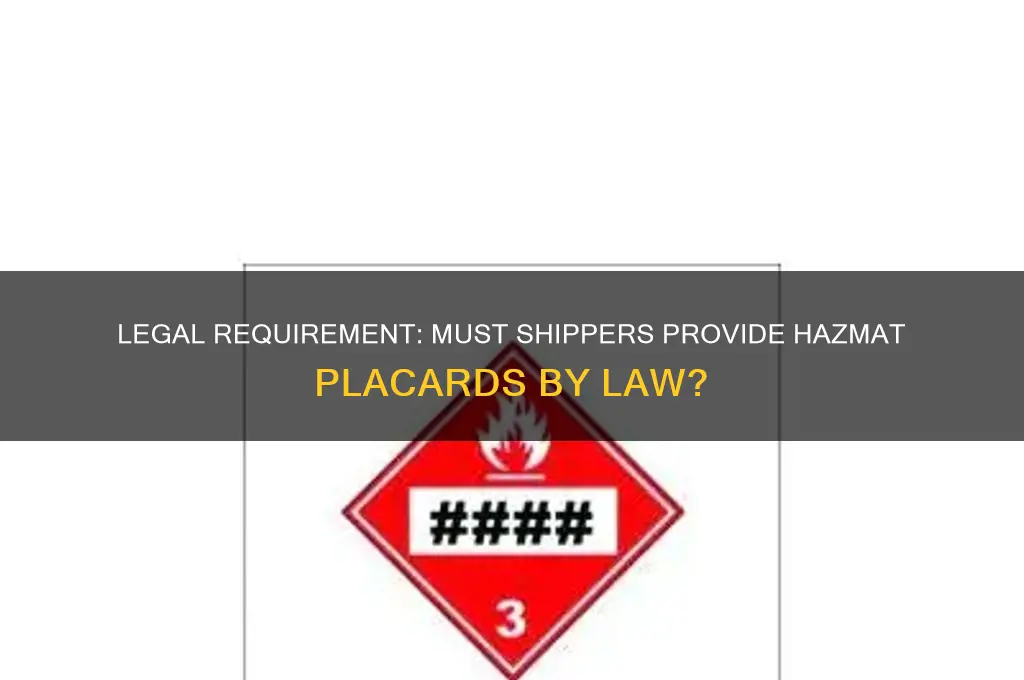 is it by law for shipper to provide hazmat placards