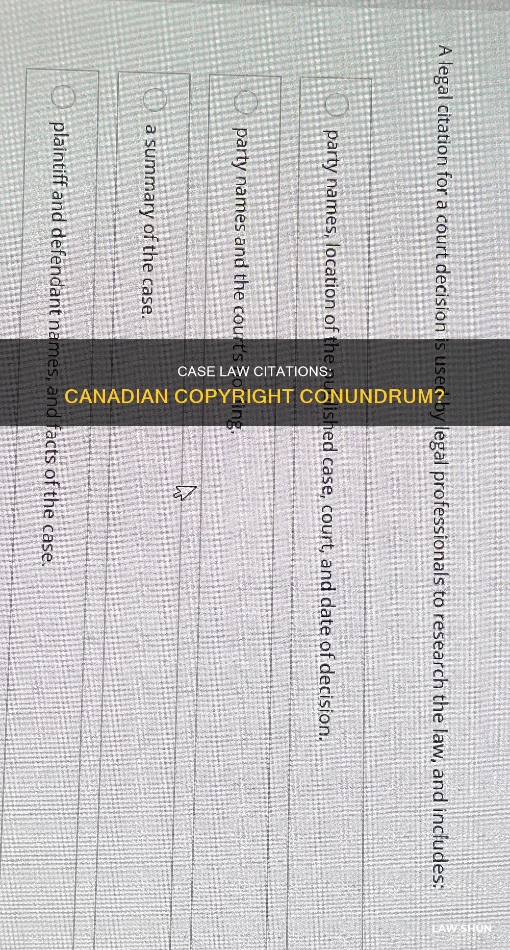 is it copyright infringement to cite case law in canada