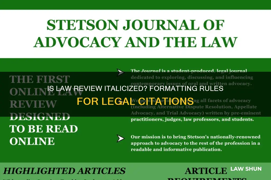 is law review italicized