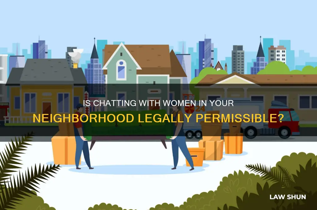 is talking to woman in a neighborhood against the law