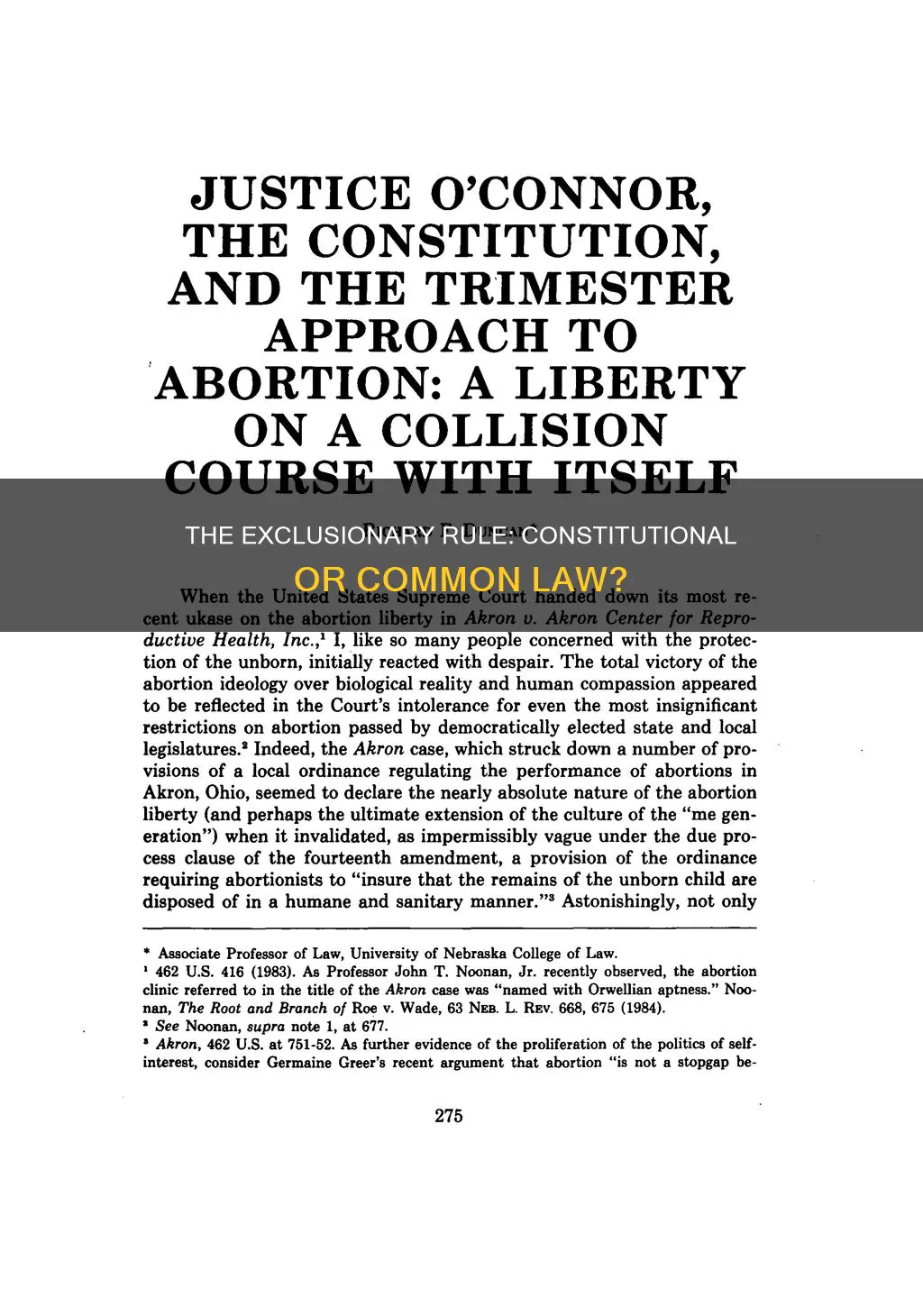 is the exclusionary rule constitutional common law