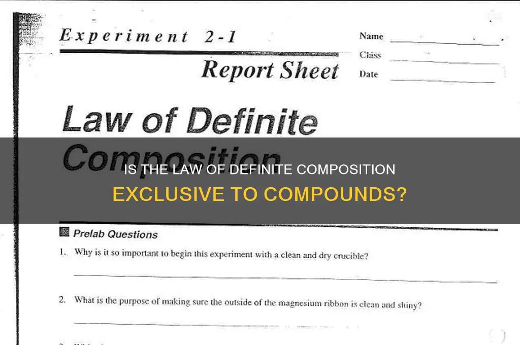 is the law of definite composition applicable to compounds only