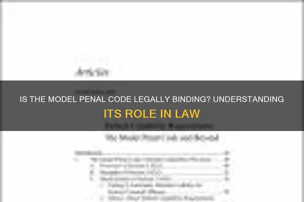 is the model penal code a law