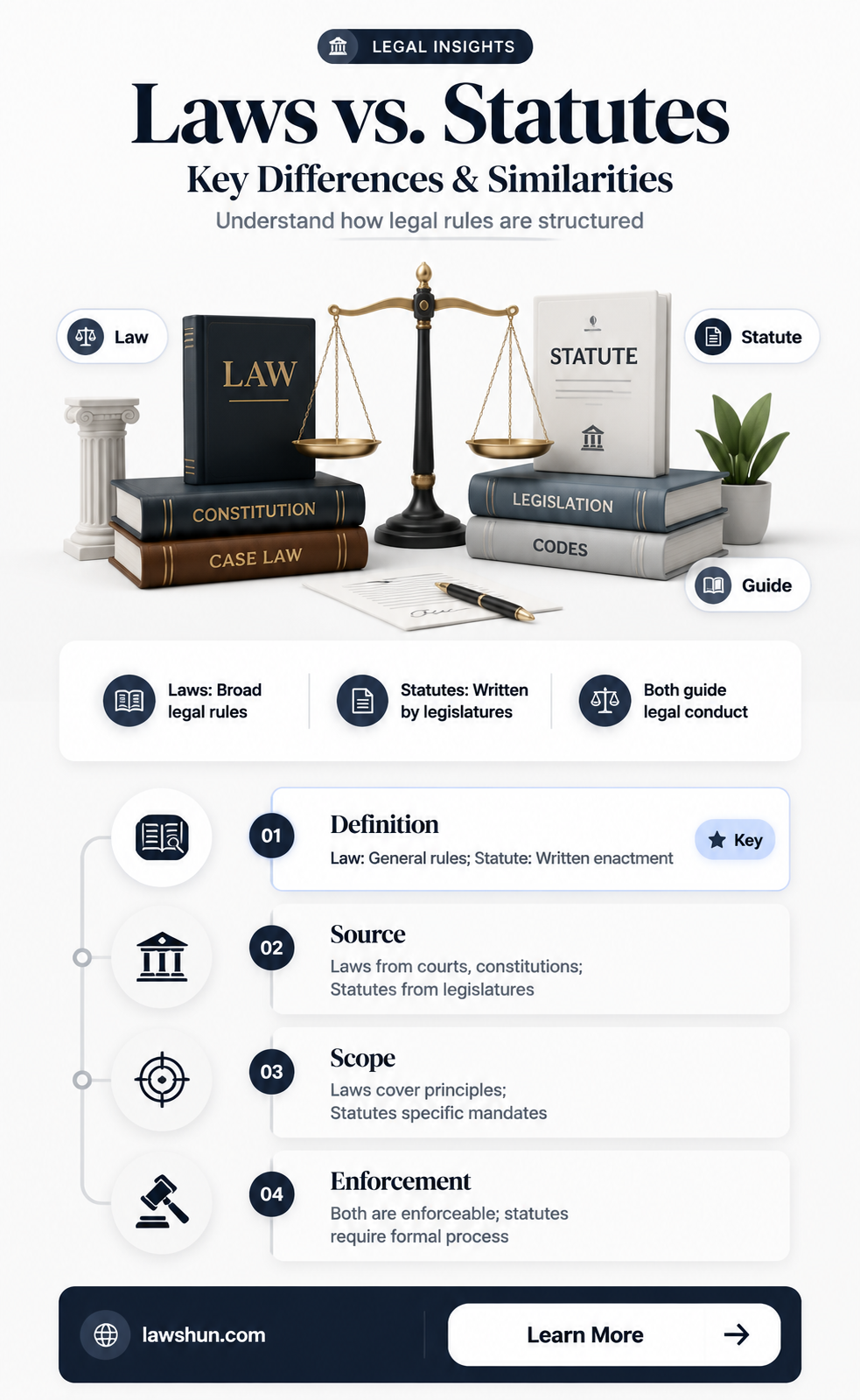 are laws and statutes the same