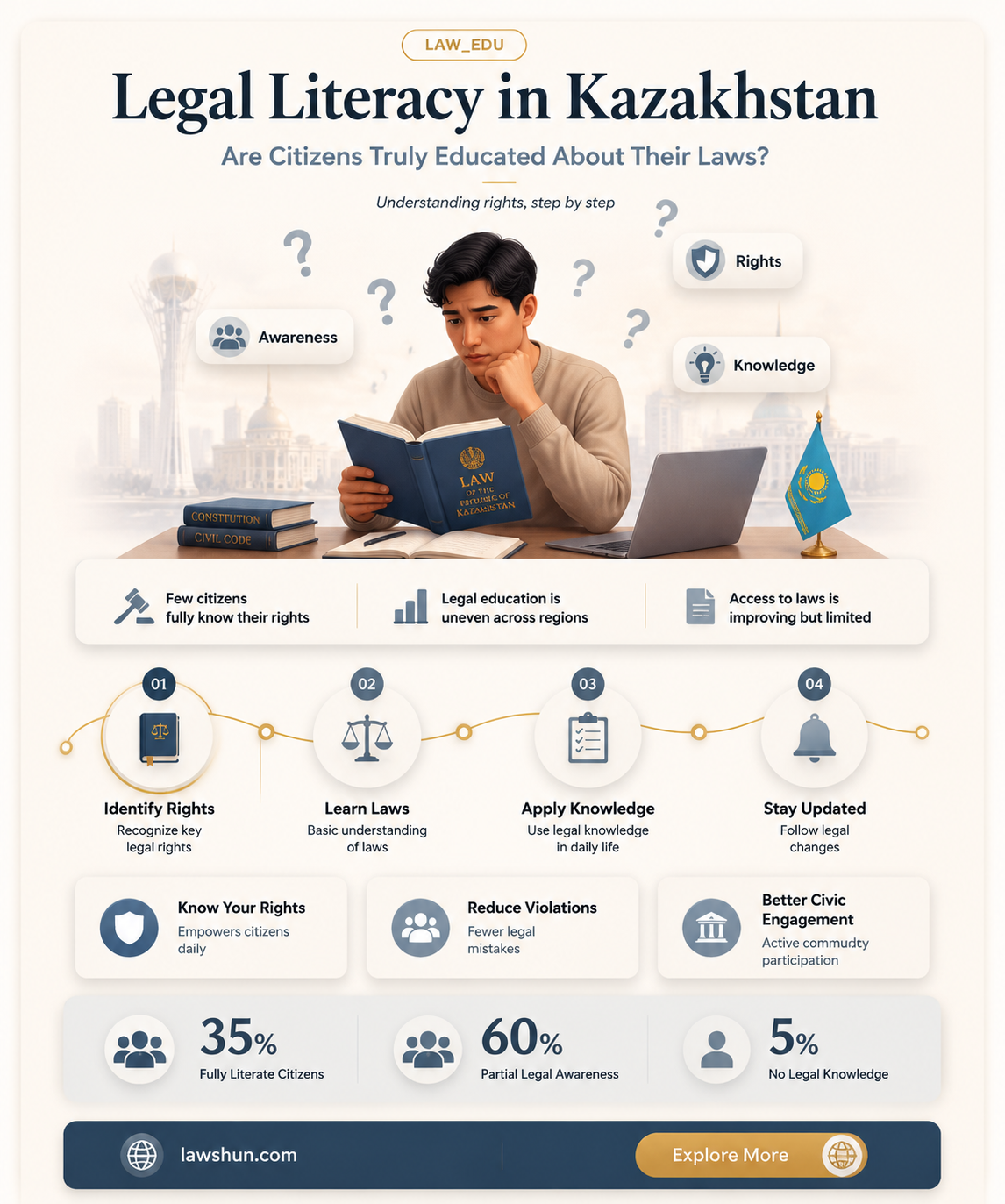 are people educated about laws in kazakhastan
