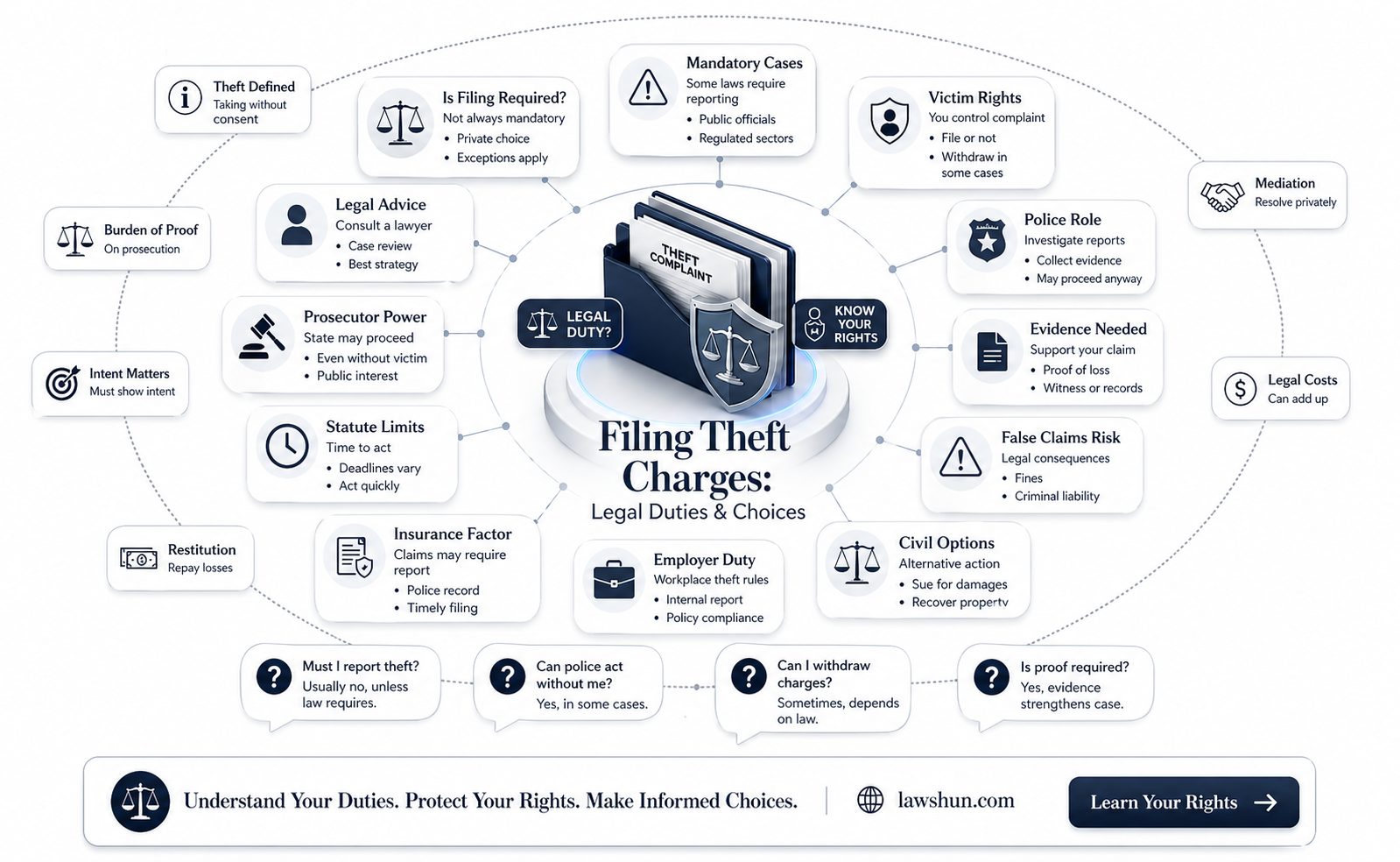 am i reqwuired by law to file charges for theft