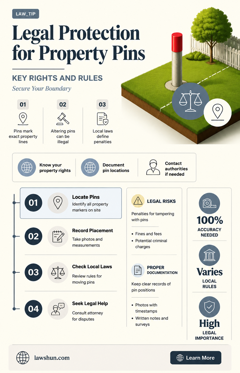 are property line pins covered by the law