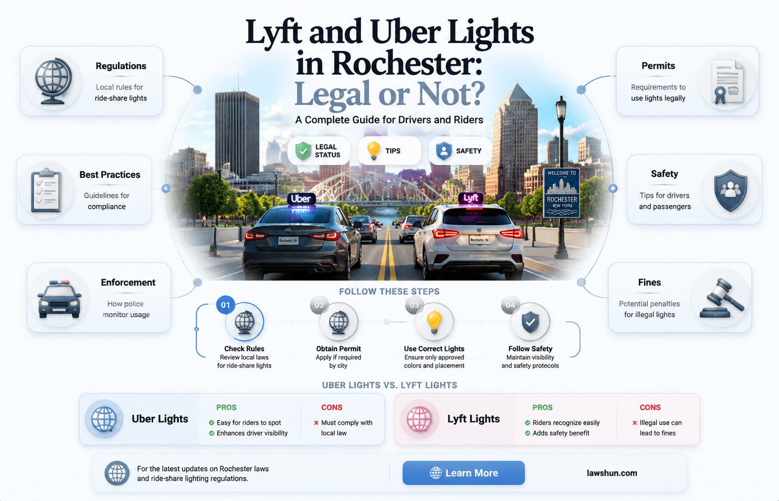 are rochester lyft uber lights breaking the law