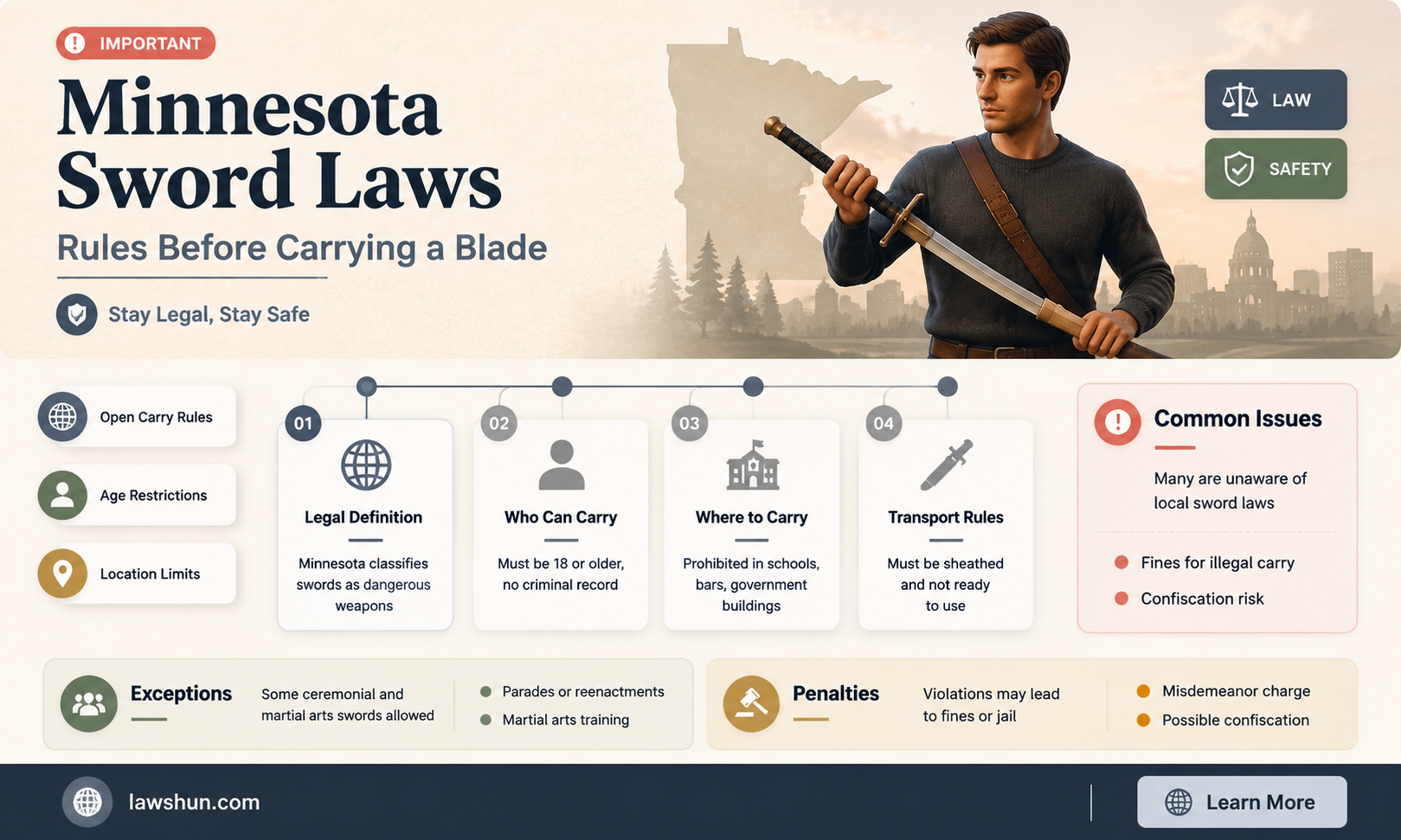 are there any laws against carrying a sword in minnesota