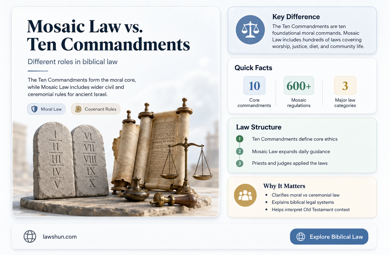 are the mosaic law and the ten commandments the same