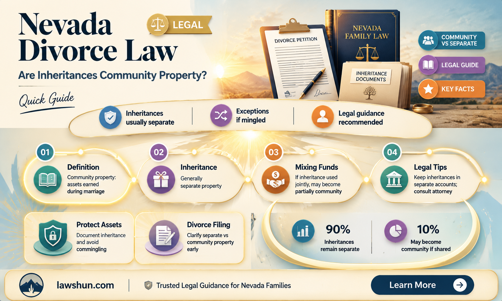 are inheritances community property in nevada divorce law