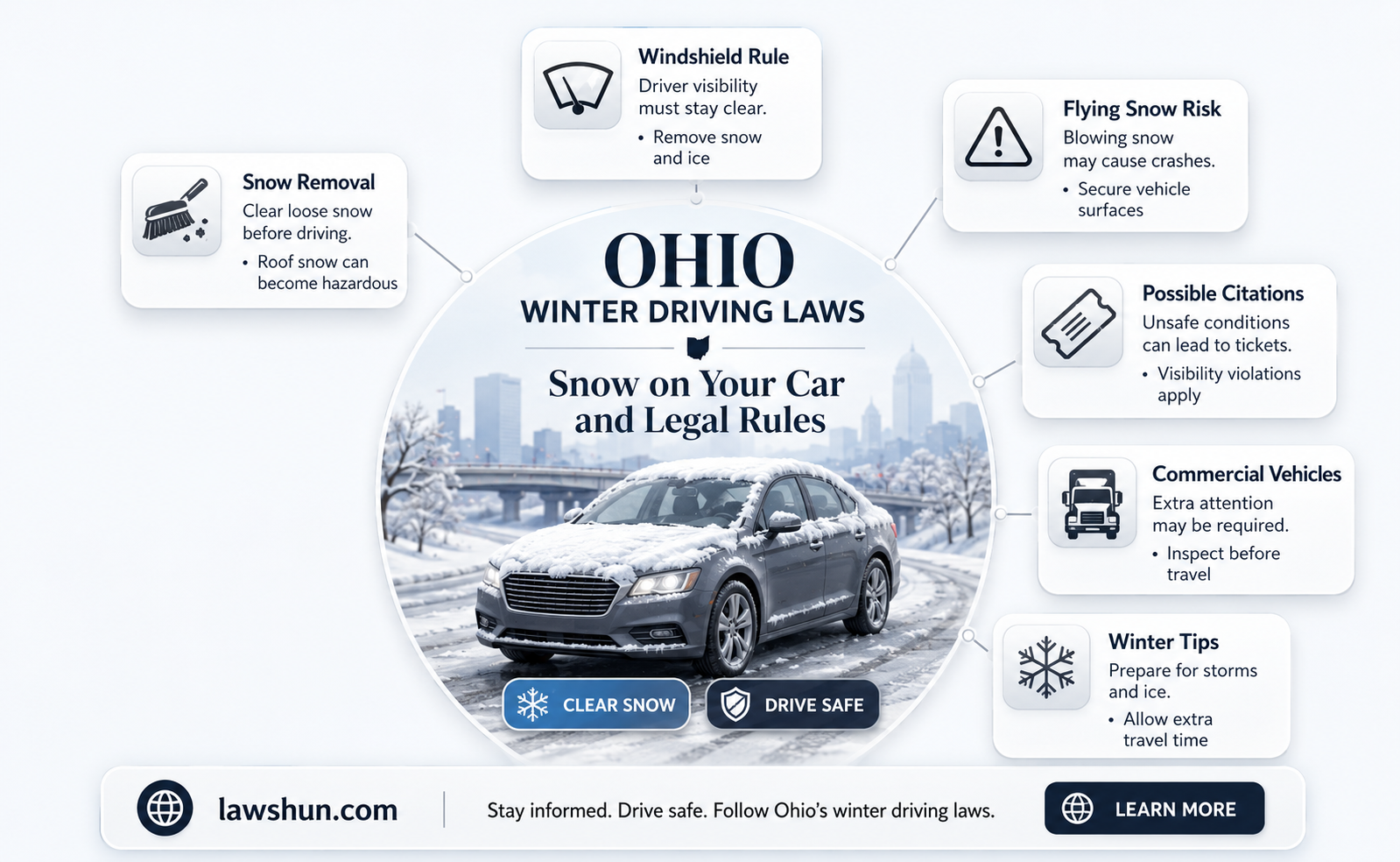are there any laws regarding driving with snow in ohio