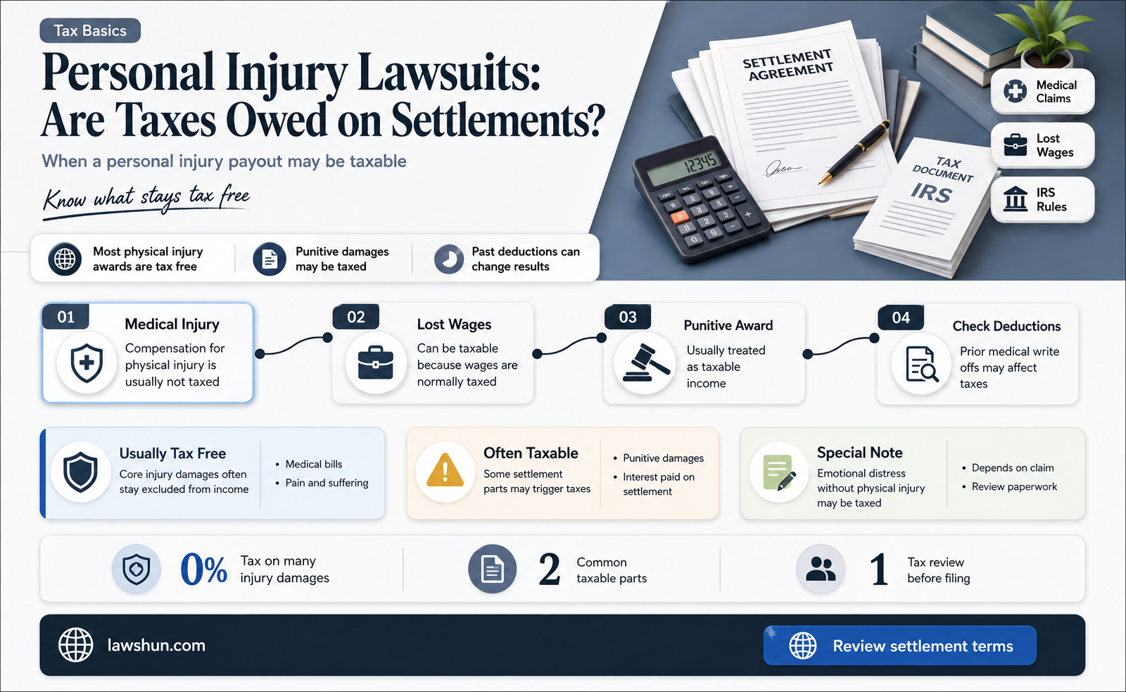 are taxes paid on personal injury law suits