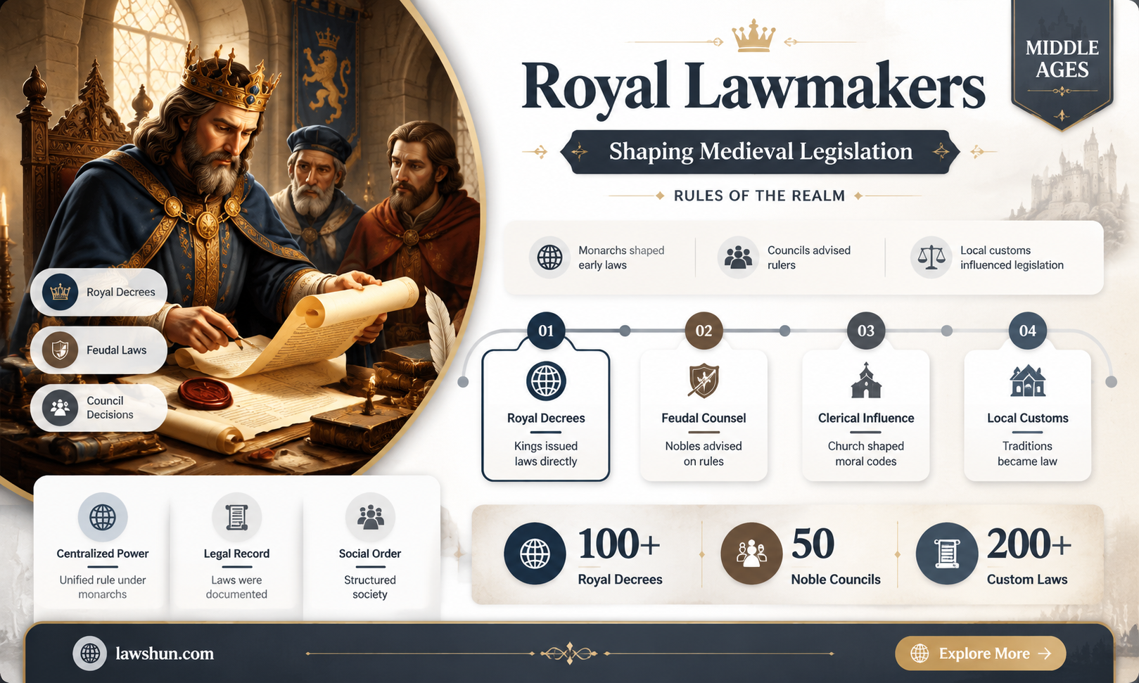 are royals respidble for making laws in the middle ages