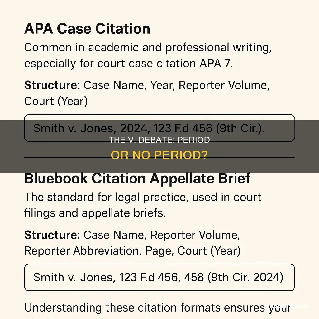 should the v in law cases have a period
