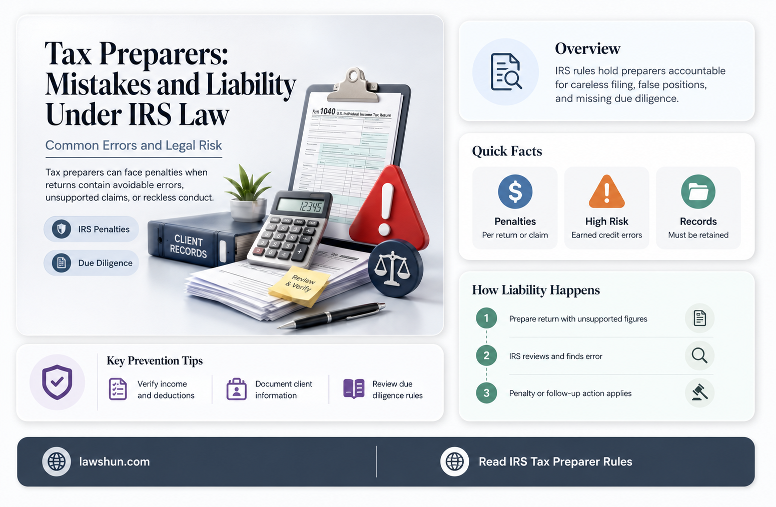are tax preparers liable for mistakes irs law