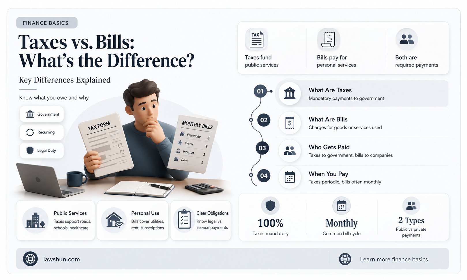 are taxes and bills the same thing