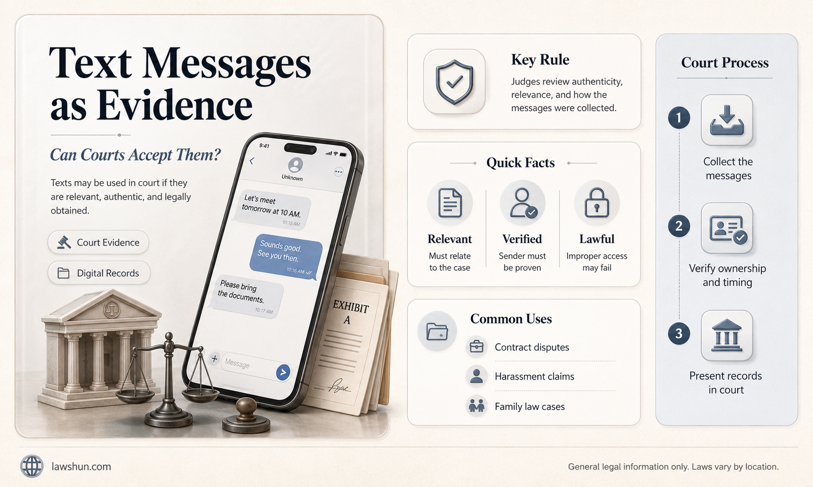 are text messages admissible in a court of law