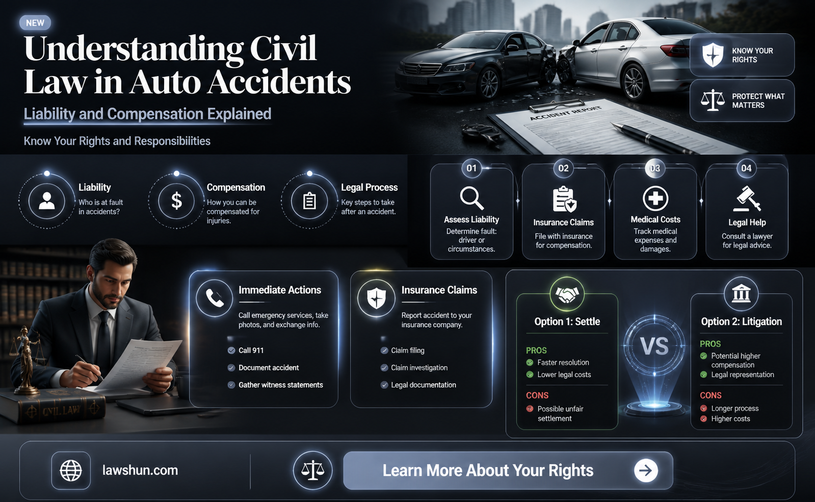 are auto accidents considered civil law