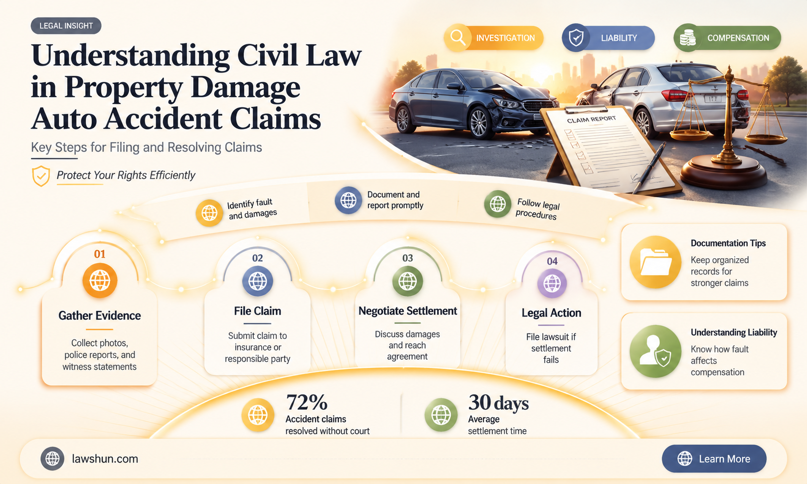 are property damage auto accidents considered civil law