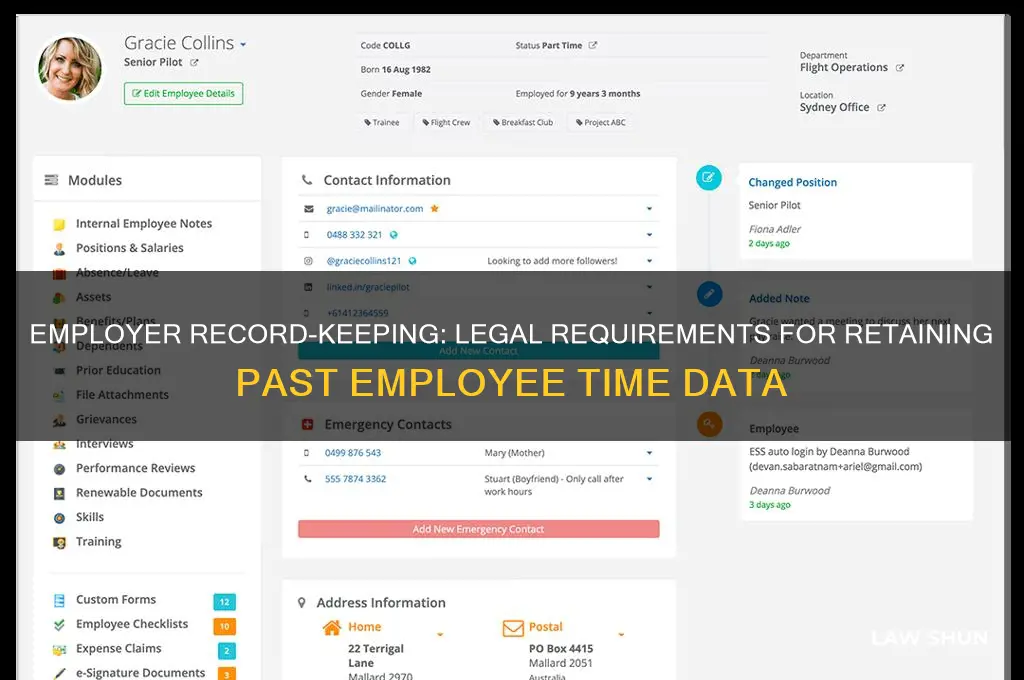what are the laws for an employer keeping past time