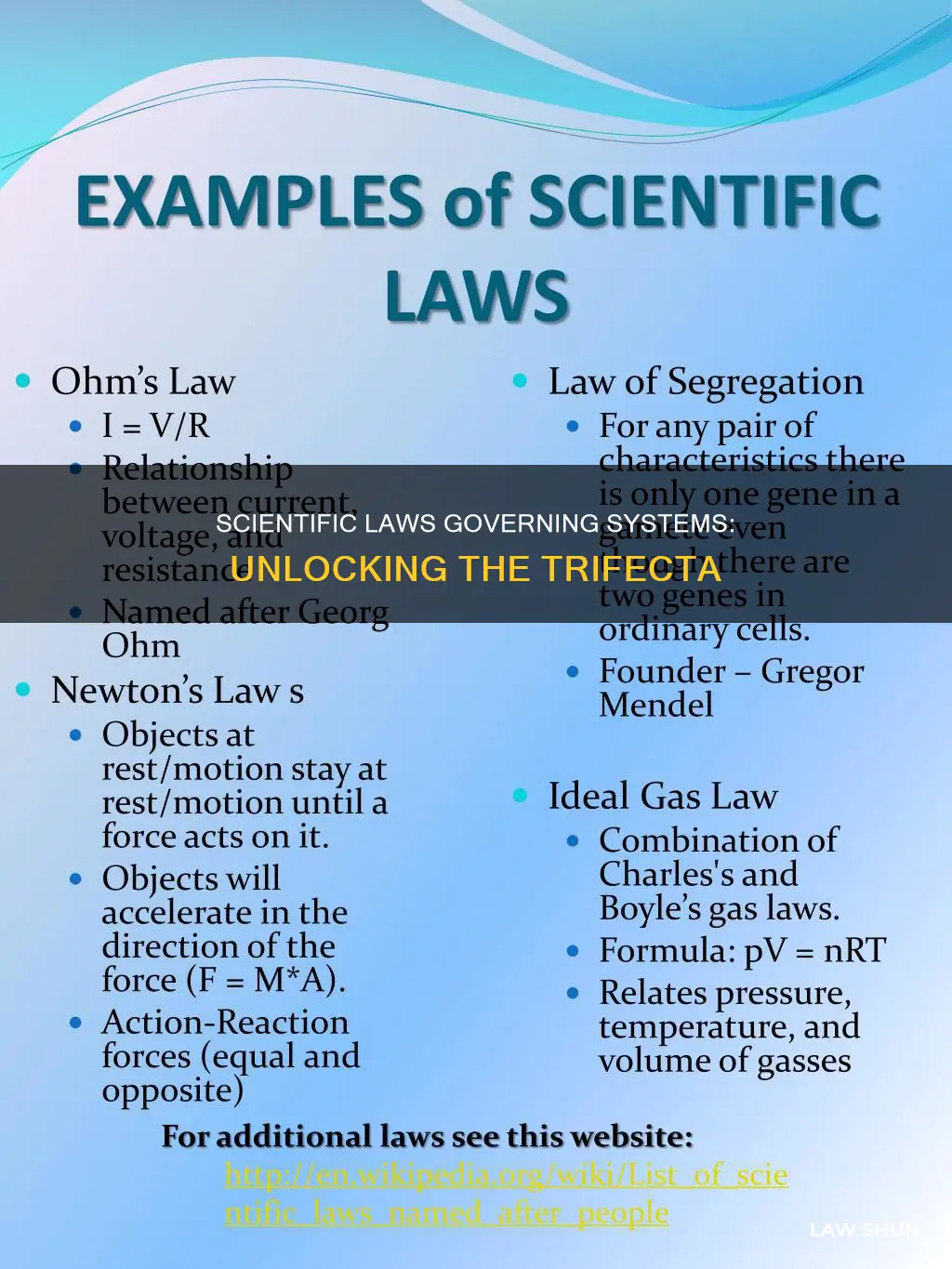 what are the three scientific laws that apply to systems